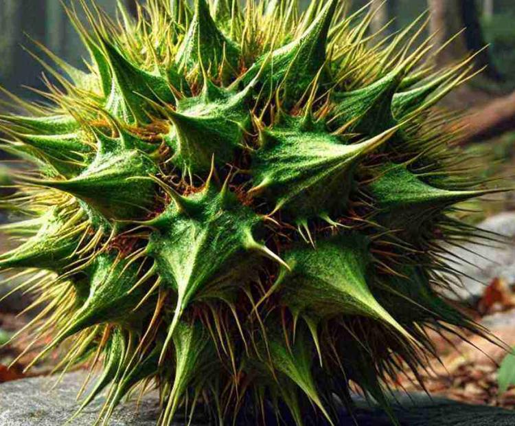 A bizarre find in the forest, with strange shapes and textures that seem out of place in the natural setting.